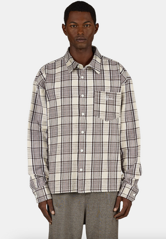 Pegador Signar Oversized Flannel Shirt Washed Checked warm white walnut brown