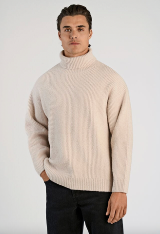 Lindbergh Rollkragenpullover Heavy Knit Stone Mel