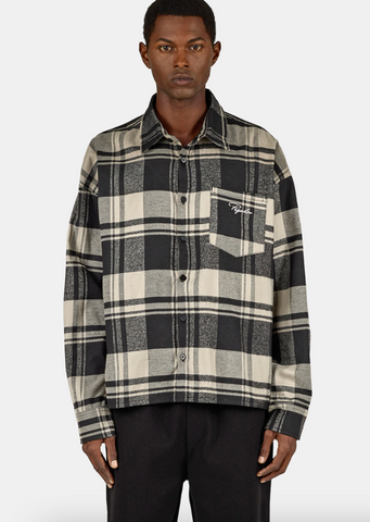 Pegador Signar Oversized Flannel Shirt Washed Checked black flint grey