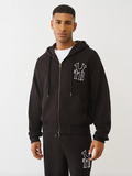 True Religion Horseshoe Appliqué Big T Zip-Hoodie black
