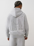 True Religion Horseshoe Appliqué Big T Zip-Hoodie heather grey