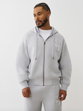 True Religion Horseshoe Appliqué Big T Zip-Hoodie heather grey