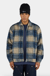 Pegador Teros Furry Flannel Overshirt Checked Stone Indigo Navy