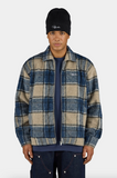 Pegador Teros Furry Flannel Overshirt Checked Stone Indigo Navy