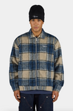 Pegador Teros Furry Flannel Overshirt Checked Stone Indigo Navy