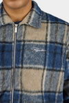 Pegador Teros Furry Flannel Overshirt Checked Stone Indigo Navy