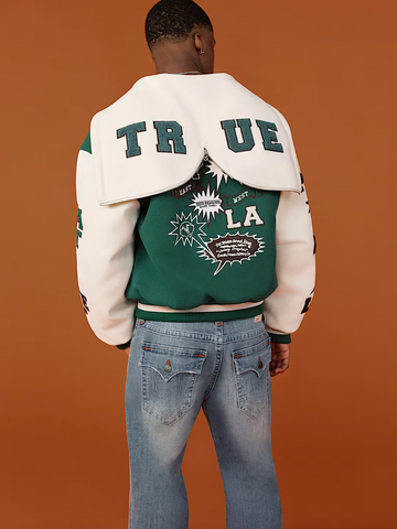 True Religion Retro Wool Varsity Jacket Green