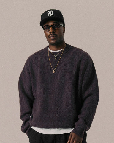 BLKVIS Script Heavy Knit Sweater raisin