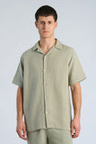 Lindbergh Musselin Hemd Kurzarm Dusty Olive