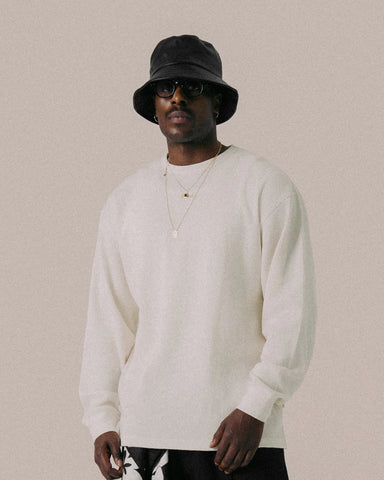 BLKVIS Script Waffle Longsleeve antique white