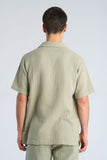 Lindbergh Musselin Hemd Kurzarm Dusty Olive