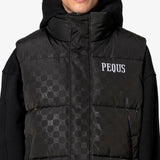 Pequs Chest Logo Monogram Puffer Vest Black