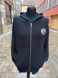 Favela Angel Embroidery Knit Zip-Hoodie Black