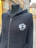 Favela Angel Embroidery Knit Zip-Hoodie Black