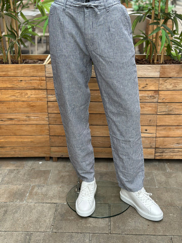 Lindbergh Leinenhose gestreift blue