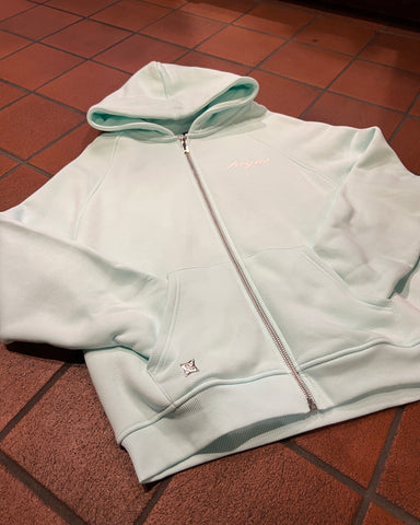 Pequs Chest Logo Zip Hoodie Aqua