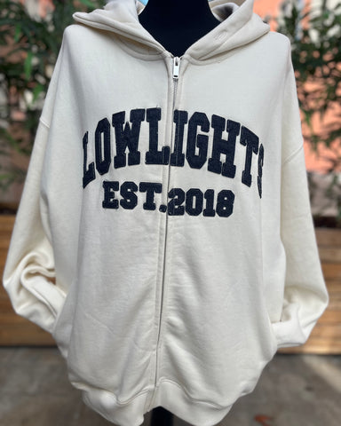 Low Lights Studios College Denim Patched Zip-Hoodie ecru