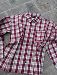 Pegador Signar Oversized Flannel Shirt Washed Checked Maroon Red Stone