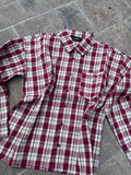 Pegador Signar Oversized Flannel Shirt Washed Checked Maroon Red Stone