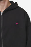 Pegador Leono Boxy Sweat Jacket Washed Black Virtual Pink Gum