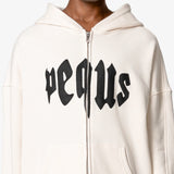 Pequs Mythic Logo Zip Hoodie Cream