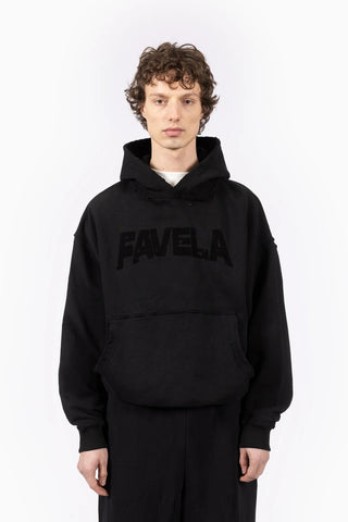 Favela Puff Distressed Hoodie Black