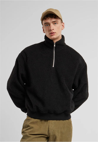 Oversized Teddy Halfzip Black