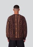 Colucci 3D Knit Cardigan AOP Brown
