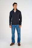 Lindbergh Rib Half-Zip Strickpullover Relaxed Fit Navy
