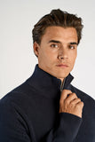Lindbergh Rib Half-Zip Strickpullover Relaxed Fit Navy